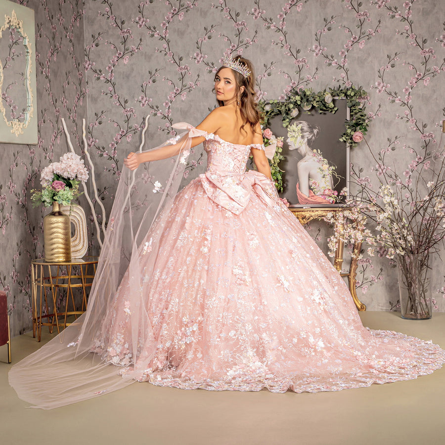 Quinceniera Dresses Detachable Ribbons Long Drapes Quinceanera Ball Gown Blush