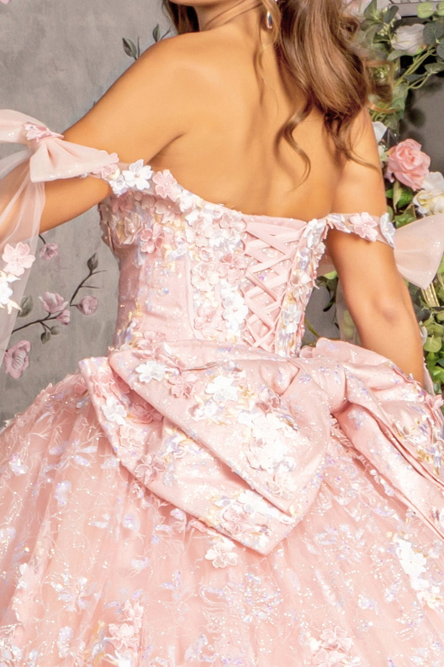 Quinceniera Dresses Detachable Ribbons Long Drapes Quinceanera Ball Gown Blush