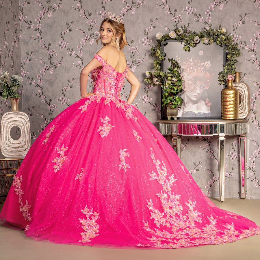 Quinceniera Dresses Glitter Quinceanera Ball Gown Fuchsia