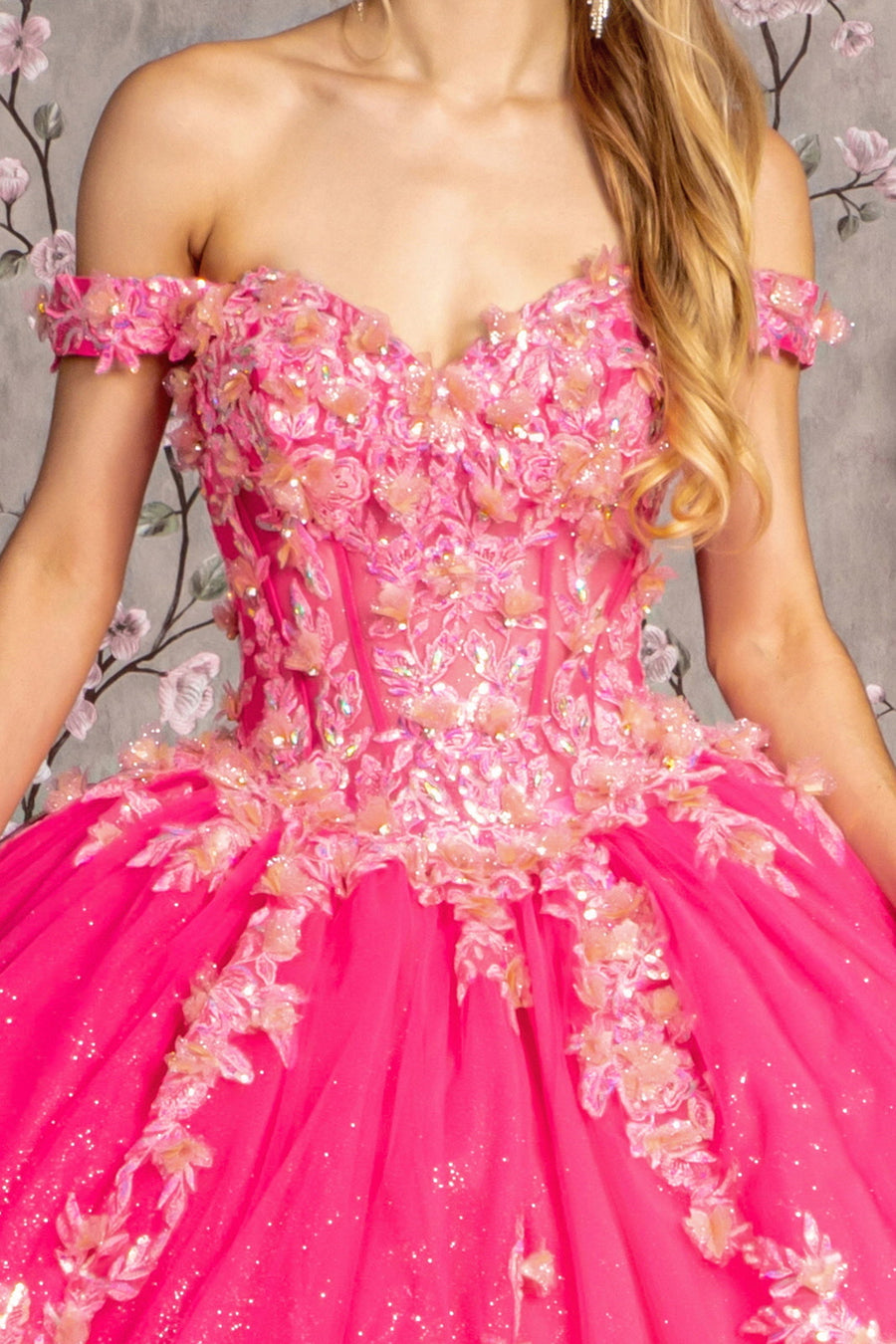 Quinceniera Dresses Glitter Quinceanera Ball Gown Fuchsia