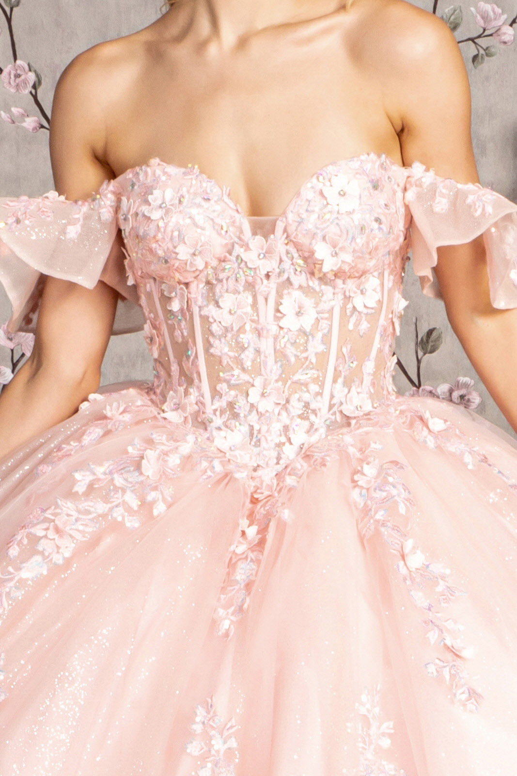 Quinceniera Dresses 3D Flower Quinceanera Ball Gown Blush