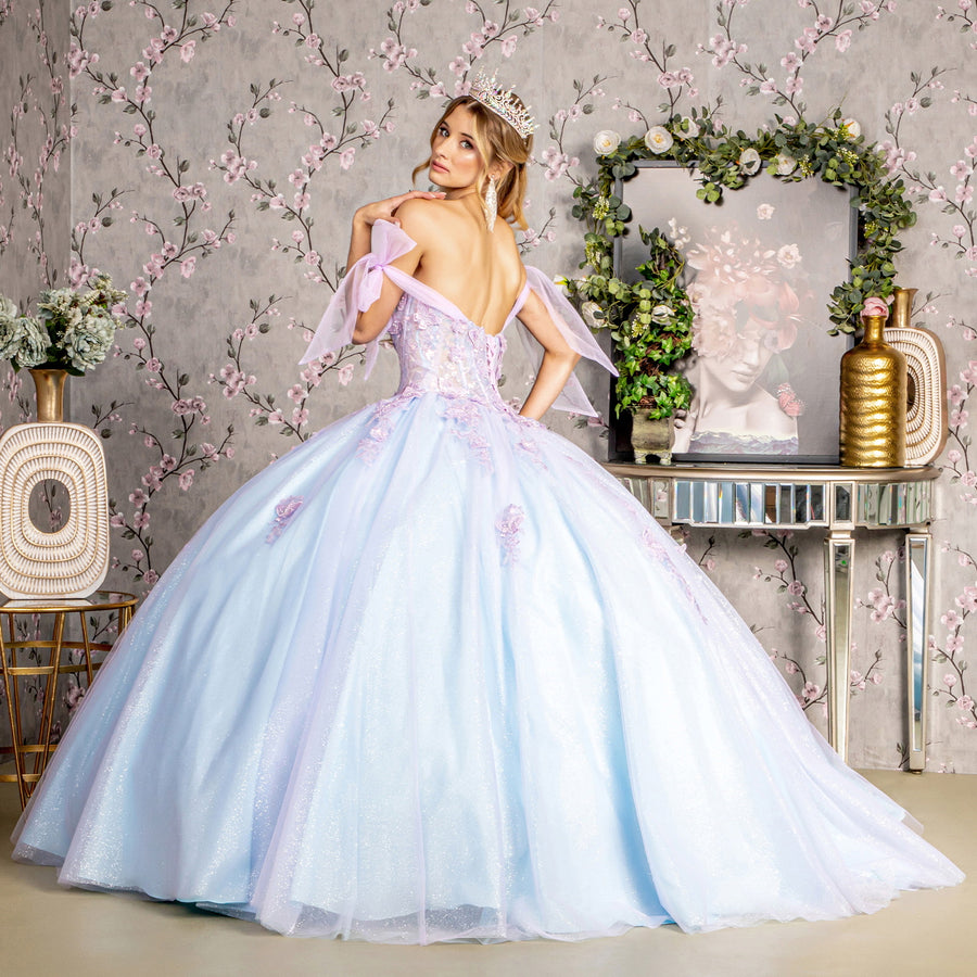 Quinceniera Dresses 3D Butterfly Jewel Quinceanera Ball Gown Lilac/Blue