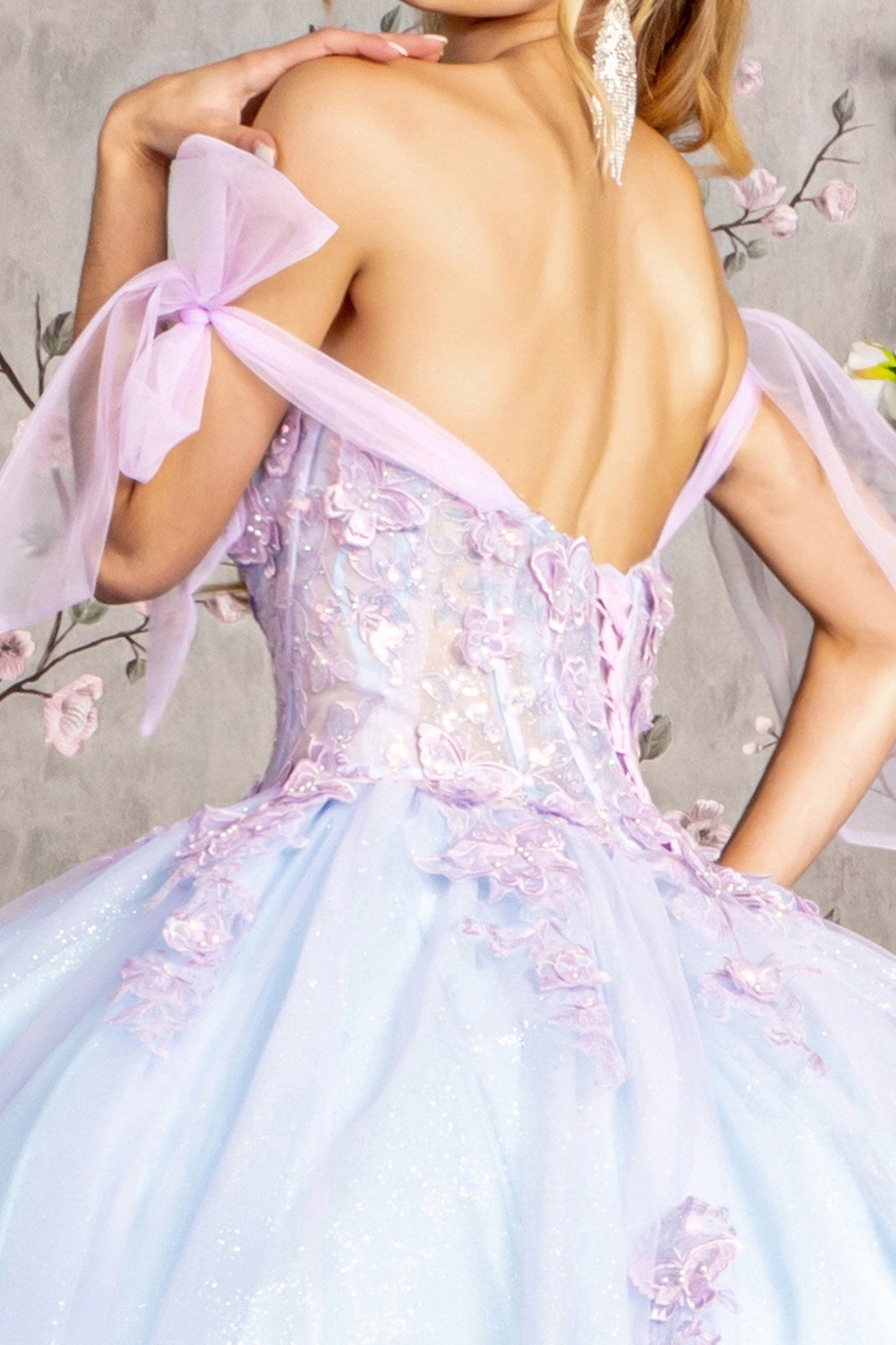 Quinceniera Dresses 3D Butterfly Jewel Quinceanera Ball Gown Lilac/Blue