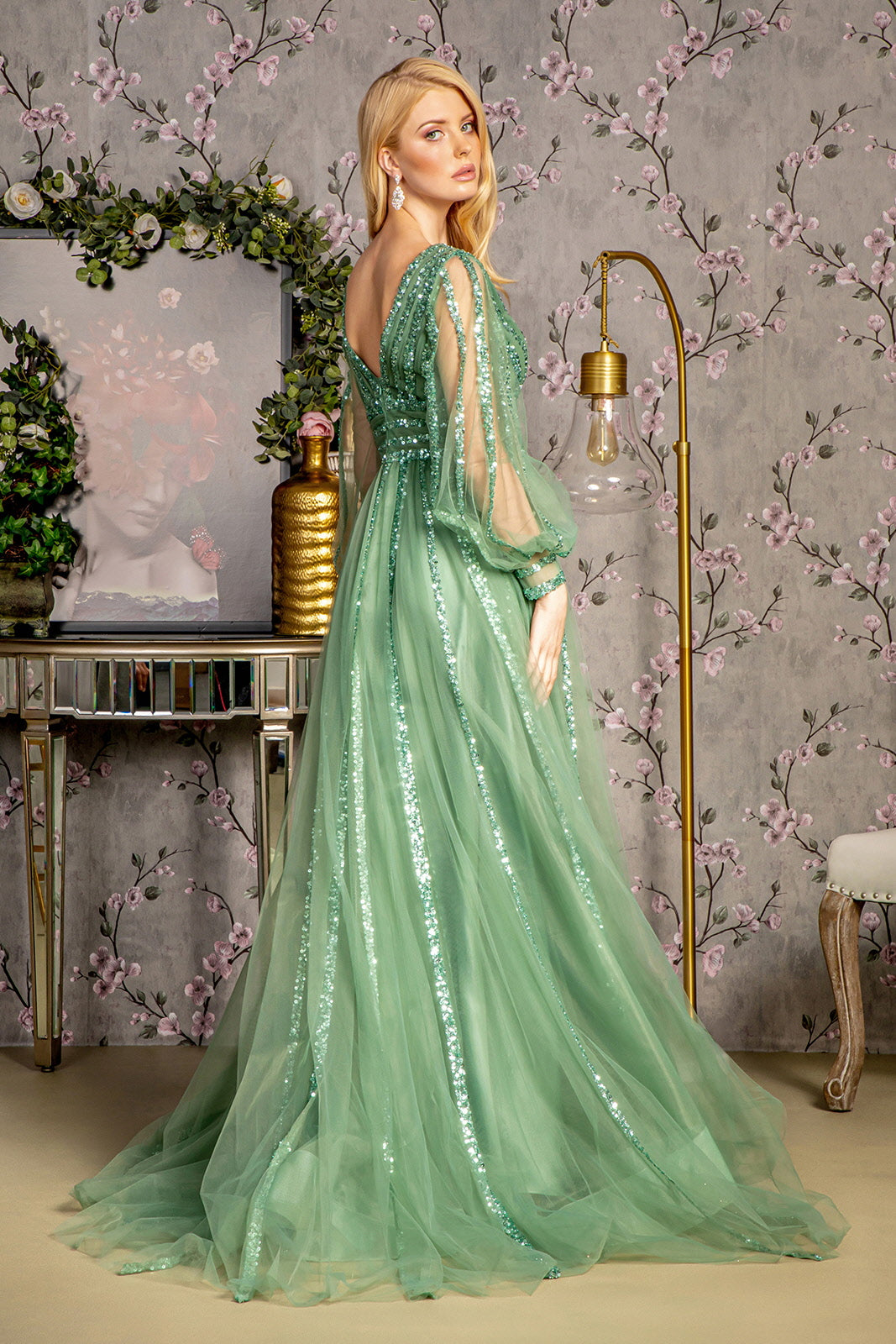 Mother of the Bride Dresses Beaded Sequin Mother of the Bride A line Long Dress Sage Green