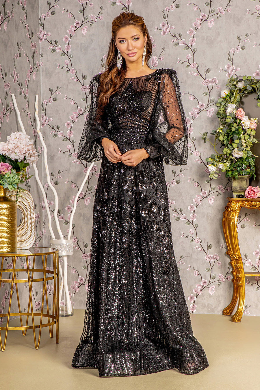 Mother of the Bride Dresses  A line Long Mother of the Bride Glitter Dress Black