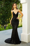 Portia and Scarlett Prom Long Formal Dress GLISTEN - The Dress Outlet Black