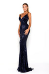 Portia and Scarlett Prom Long Formal Dress GLISTEN - The Dress Outlet Navy