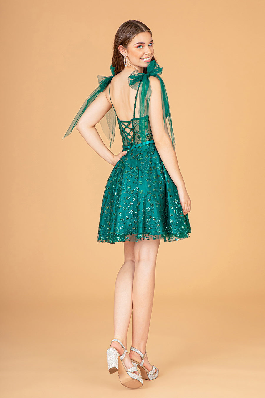 Cocktail Dresses Short Glitter Cocktail Mini Dress Emerald Green