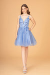 Cocktail Dresses Babydoll Homecoming Short Dress Smoky Blue