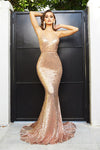 Portia and Scarlett Prom Long Formal Dress GLISTEN - The Dress Outlet Rose Gold