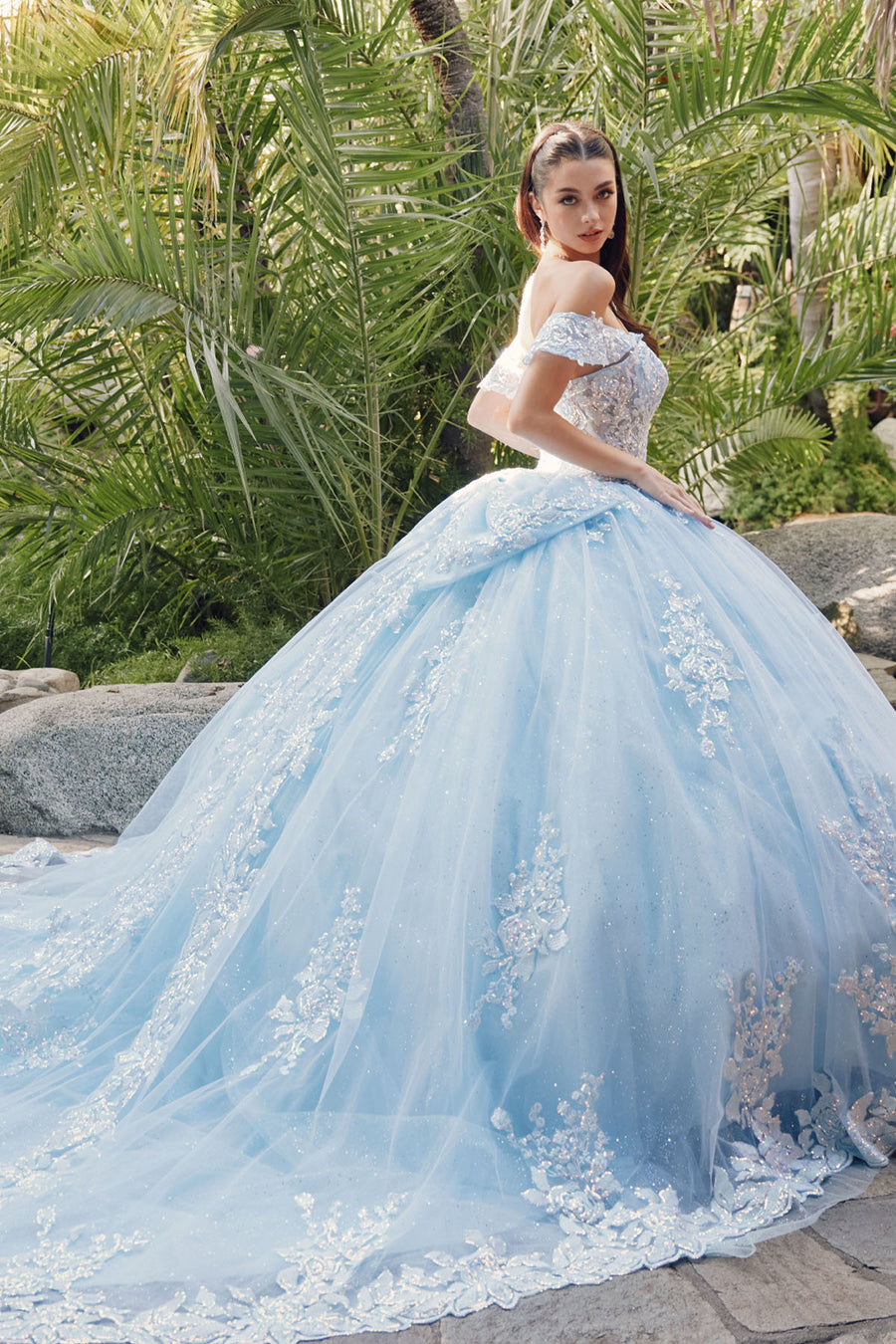 Juliet JT1458J Long Glitter Sweet 16 Quinceanera Ball Gown