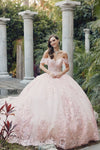 Quinceniera Dresses Long Trail Glitter Quinceanera Ball Gown Blush