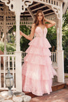 Prom Dresses Sparkle Tulle Ruffle Skirt Prom Dress Candy Pink