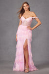 Prom Dresses Corset Bodice Ruffle Skirt Formal Long Prom Gown Baby Pink