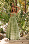 Prom Dresses  Ruffle Skirt Long Prom Formal Ball Gown Sage Green