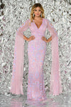 Mother of the Bride Dresses Long Sequin Mother of the Bride Formal Cape Dress Lilac