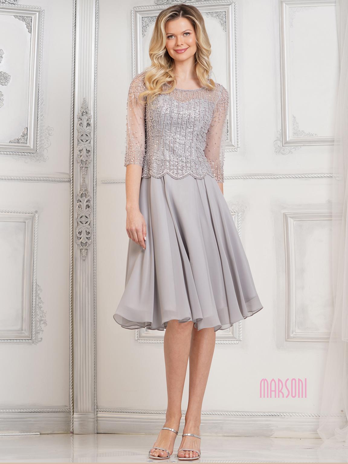 Mother of the Bride Dresses Cocktail Short Beaded A Line Mother of the Bride Dress  Grey