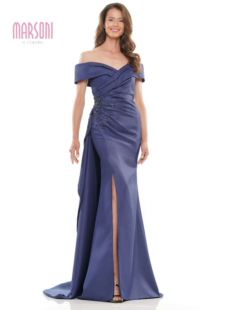 Formal Dresses Long Off Shoulder Formal Dress Navy