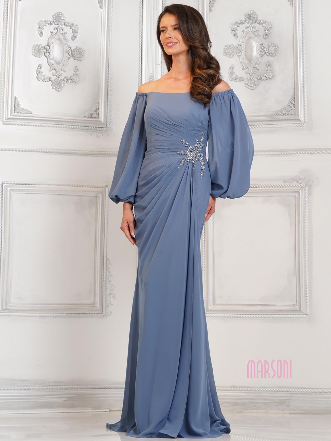 Mother of the Bride Dresses Long Sleeve Mother of the Bride Beaded Dress Slate Blue