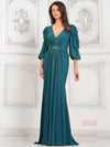 Mother of the Bride Dresses Long Mother of the Bride Beaded Waistline Dress Deep Green