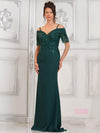 Mother of the Bride Dresses Fitted Mother of the Bride Long Beaded Dress Deep Green