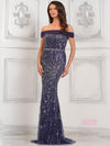 Formal Dresses Fitted Long Formal Prom Beaded Dress Navy