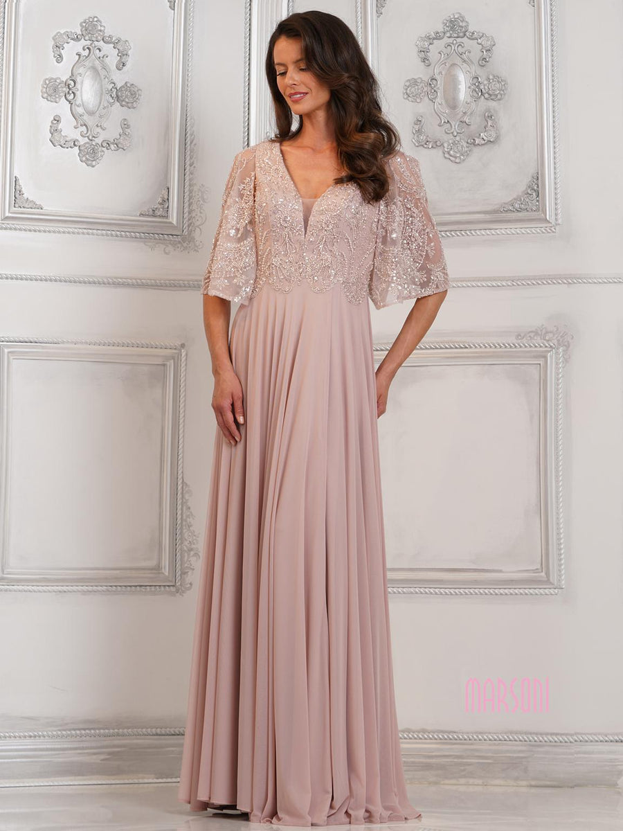 Mother of the Bride Dresses Long Mother of the Bride Beaded Dress Mauve