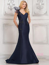 Formal Dresses Long 3D Floral Formal Prom Mermaid Dress Navy