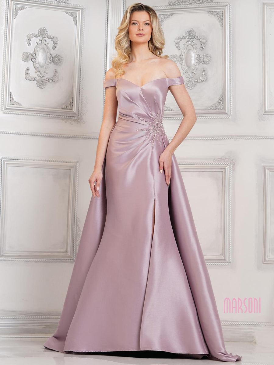 Formal Dresses Long Beaded Formal Prom Overskirt Dress Dusty Rose