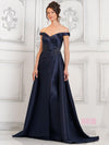 Formal Dresses Long Beaded Formal Prom Overskirt Dress Navy