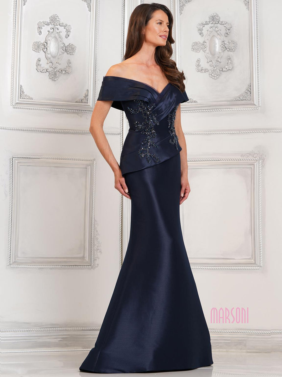 Formal Dresses Long Beaded Formal Prom Fitted Dress Navy