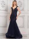 Formal Dresses Beaded Long Formal Prom Mermaid Dress Navy