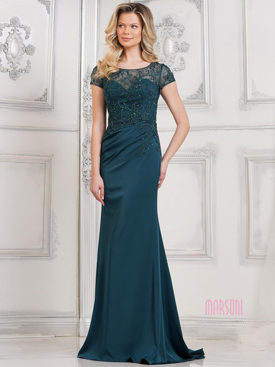 Formal Dresses Long Formal Prom Beaded Dress Deep Green