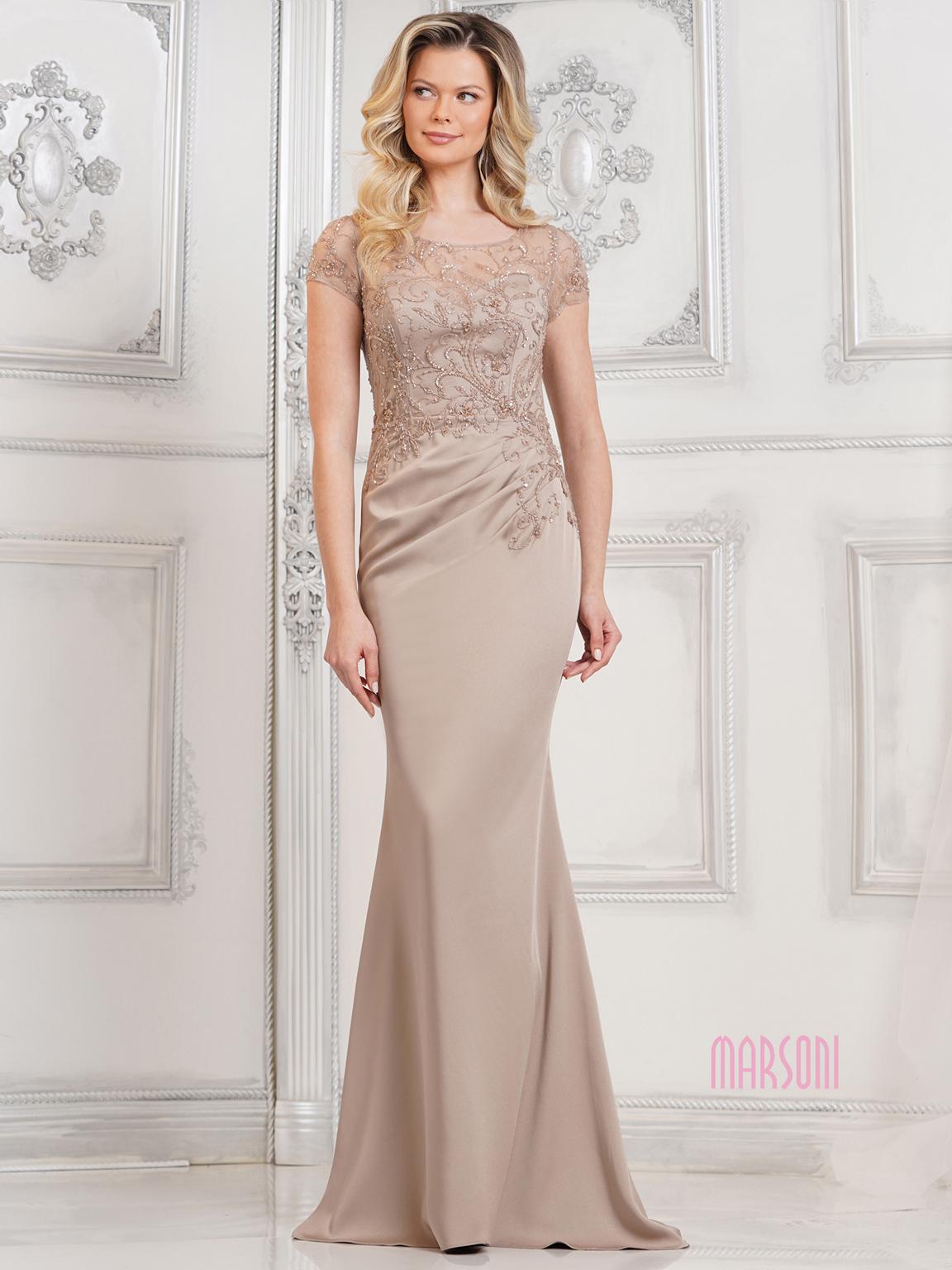 Formal Dresses Long Formal Prom Beaded Dress Taupe