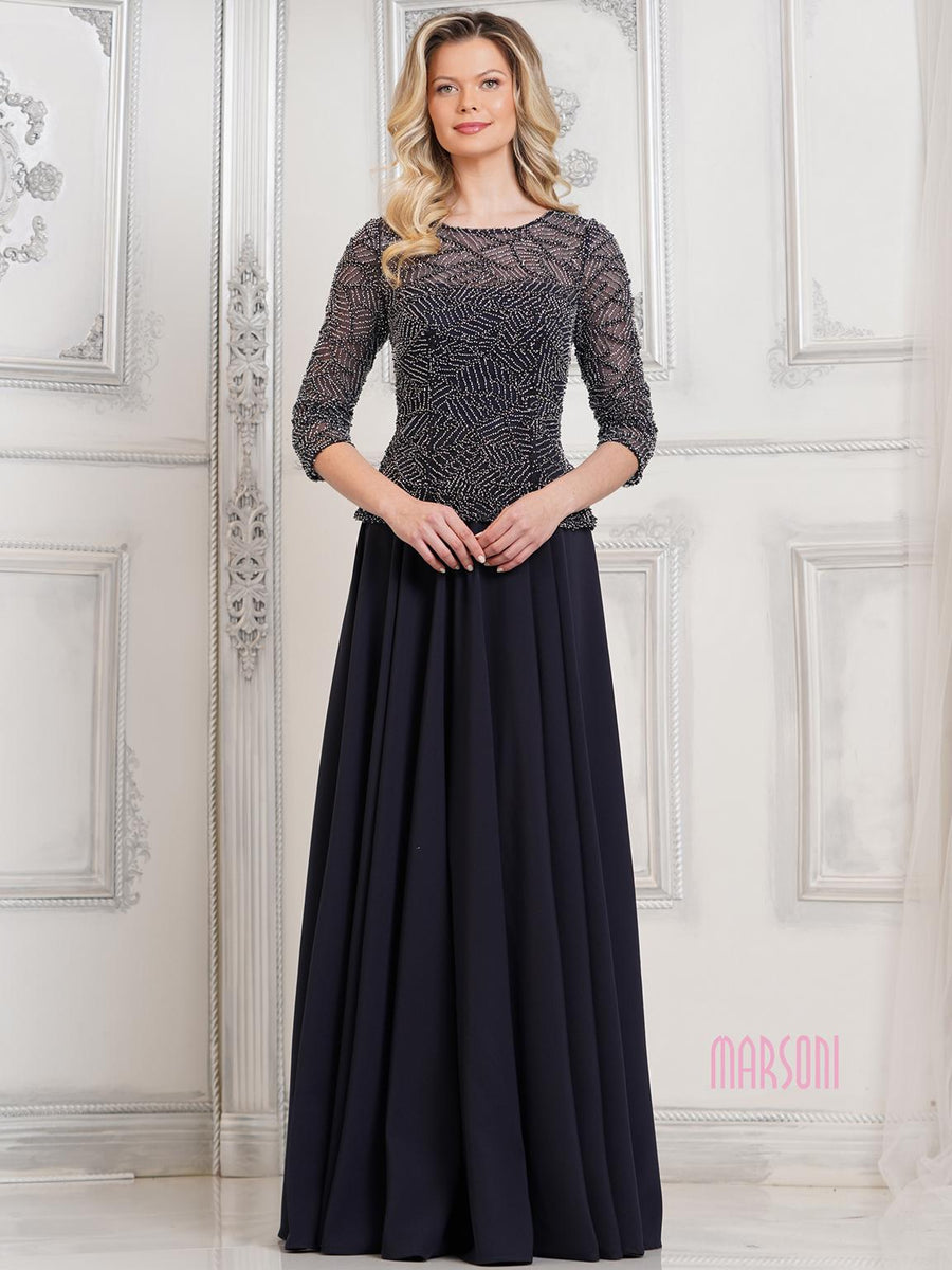 Mother of the Bride Dresses Beaded Mother of the Bride A Line Long Dress Midnight