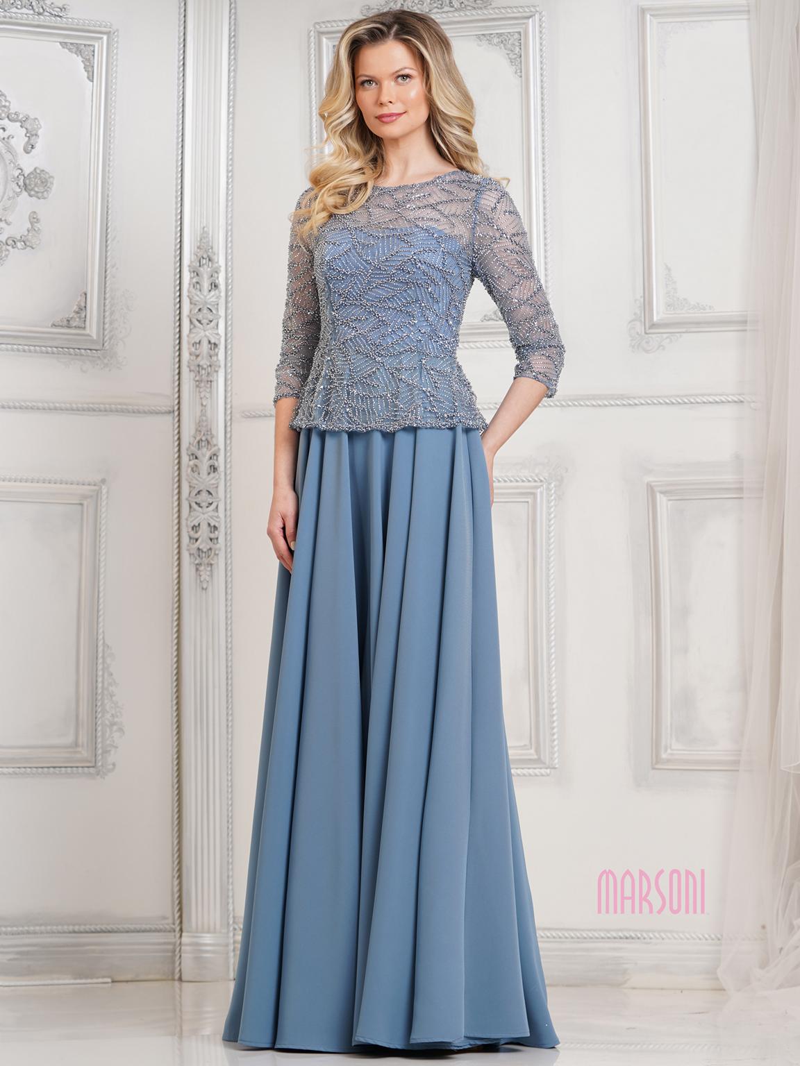 Mother of the Bride Dresses Beaded Mother of the Bride A Line Long Dress Slate Blue