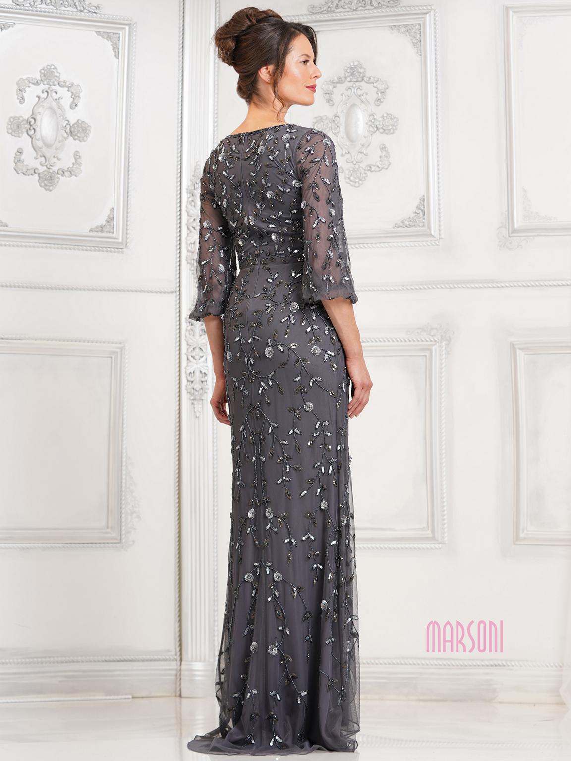 Mother of the Bride Dresses Mother of the Bride Sequin Beaded Long Dress Charcoal