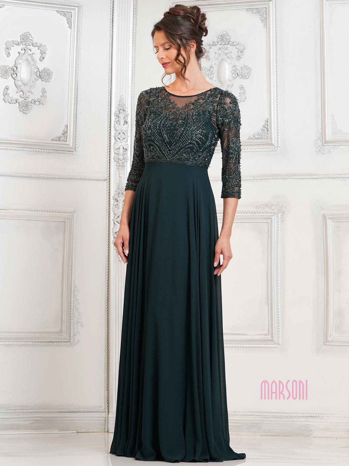 Mother of the Bride Dresses Mother of the Bride Long Beaded Dress Deep Green