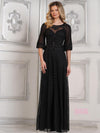 Mother of the Bride Dresses Allover Beaded Mother of the Bride Long Dress Black