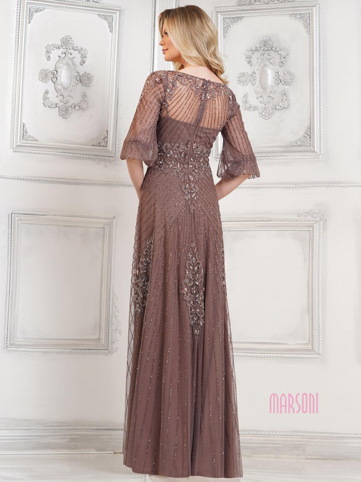 Mother of the Bride Dresses Allover Beaded Mother of the Bride Long Dress Dark Taupe