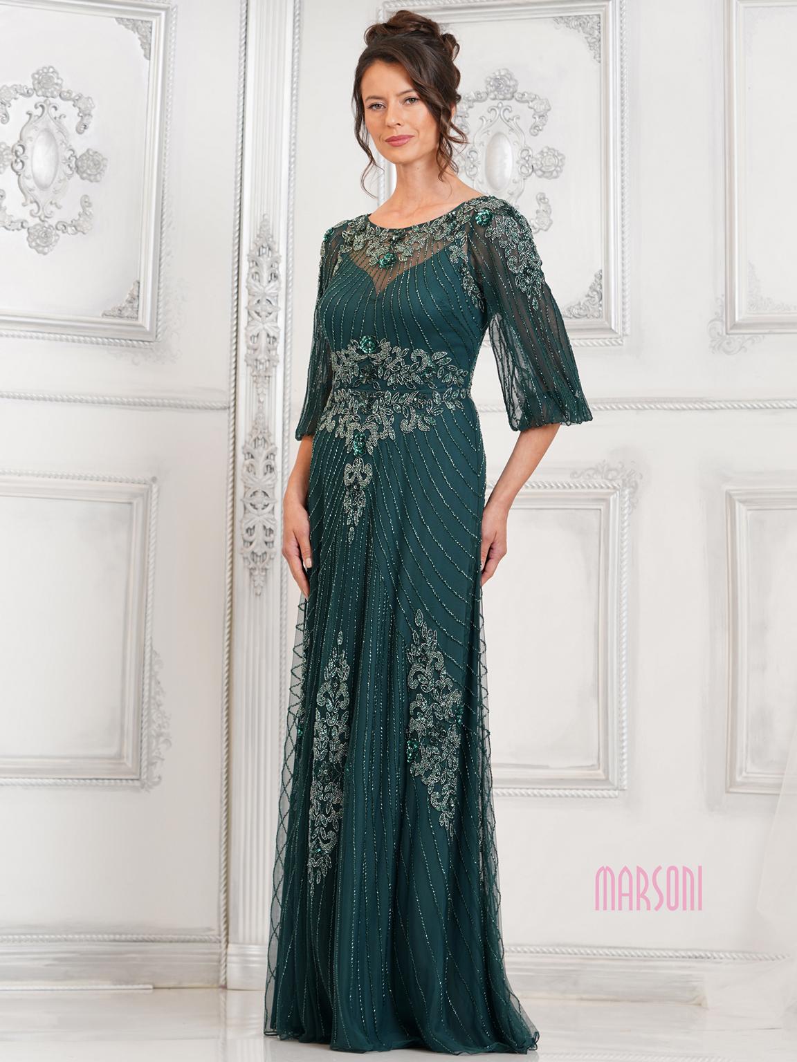 Mother of the Bride Dresses Allover Beaded Mother of the Bride Long Dress Deep Green