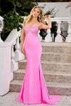 Prom Dresses Long Spaghetti Strap Mermaid Fit Prom Gown Pink