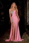 Prom Dresses Long Off Shoulder Fitted Prom Gown Pink