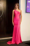 Prom Dresses Formal One Shoulder Long Prom Dress Pink