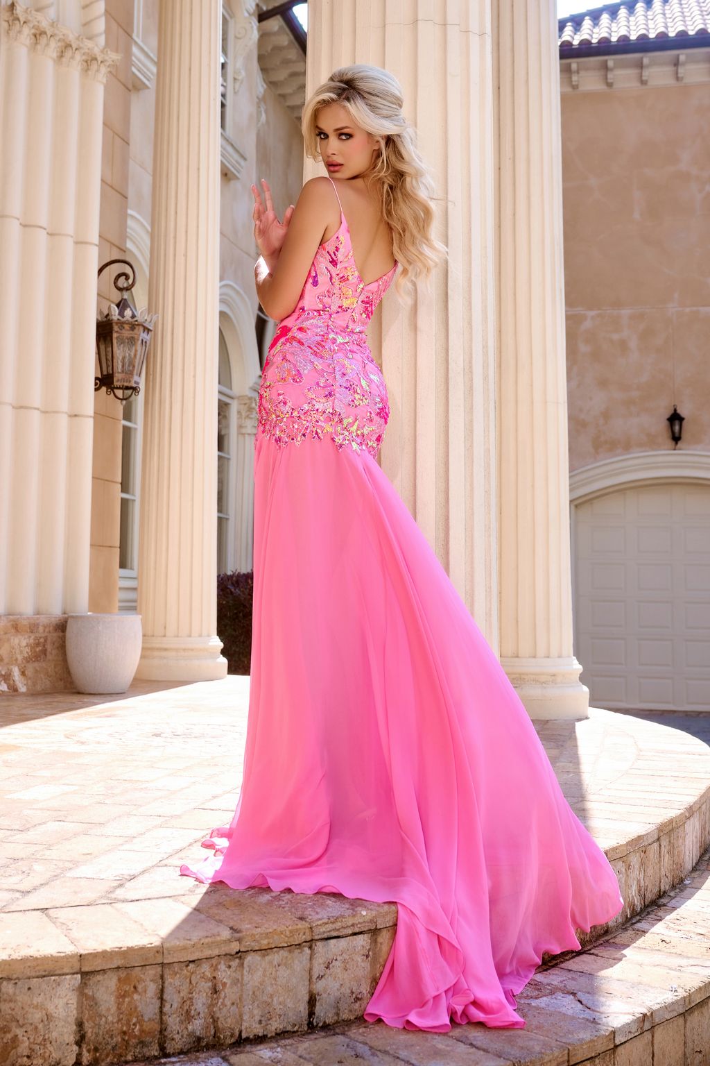 Prom Dresses Long Formal Slit Prom Dress Pink/Multi