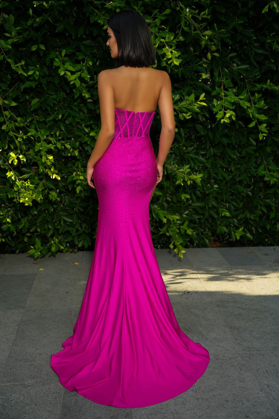 Prom Dresses Beaded Long Prom Dress Hot Pink