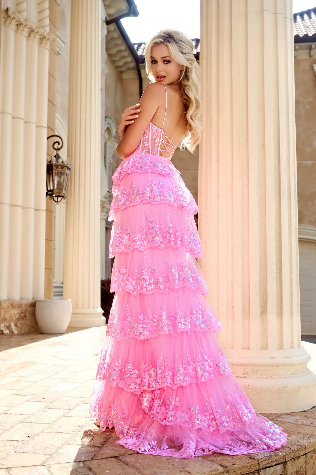 Prom Dresses Beaded Formal Long Prom Dress Pink