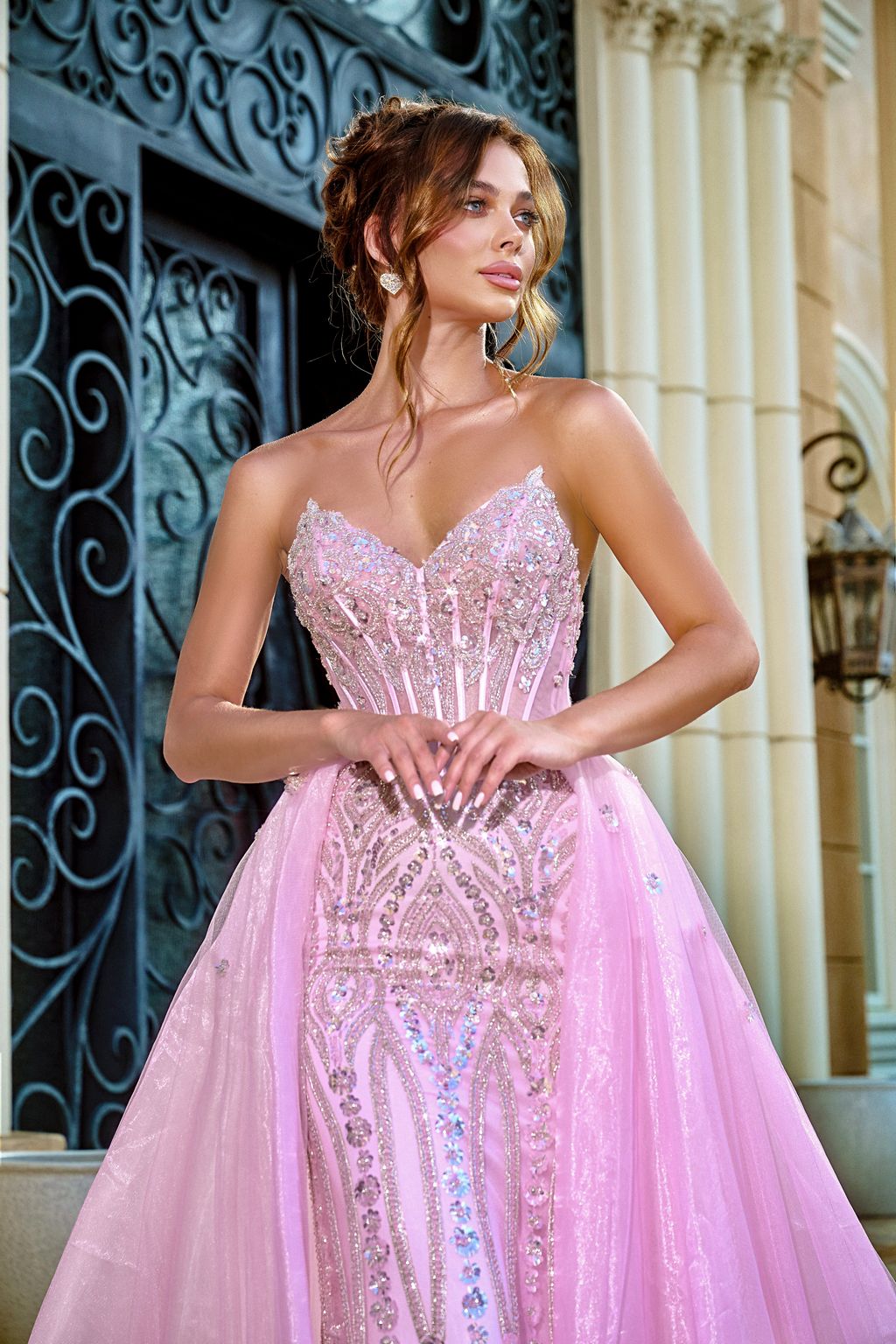 Prom Dresses Overskirt Long Prom Dress Pink