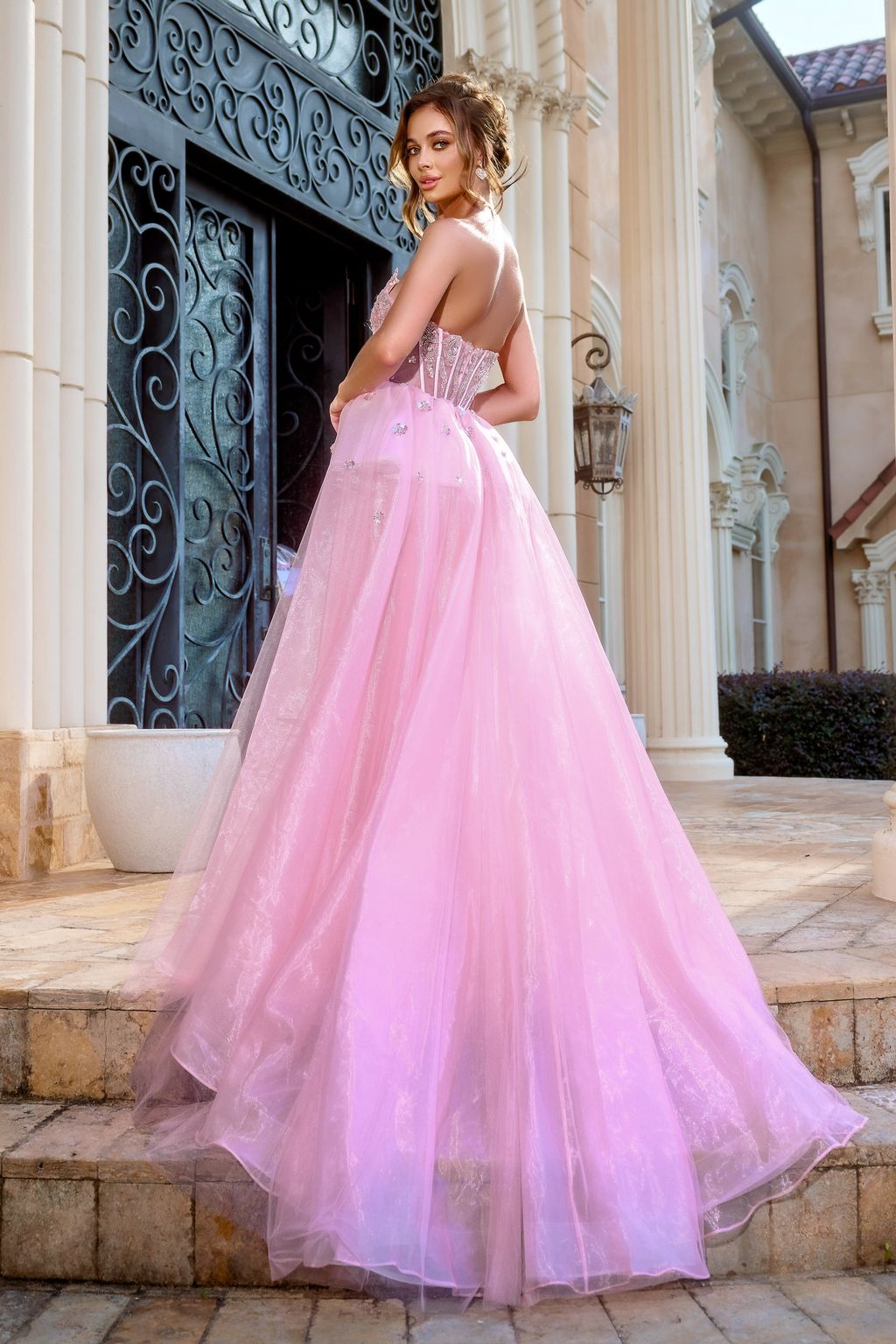 Prom Dresses Overskirt Long Prom Dress Pink