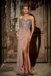 Prom Dresses Beaded Long Prom Dress Silver/Nude